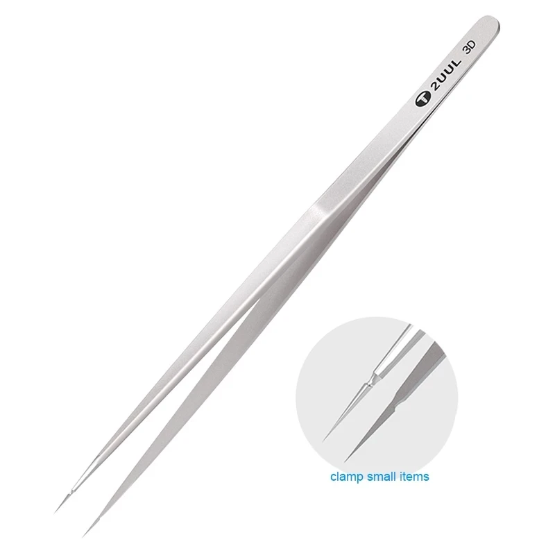 2UUL Hand Finish 3D Tweezer High-Precision Flying Wire Super Hard Tweezers for Planting Tin IC Chip Micro Repair Forceps