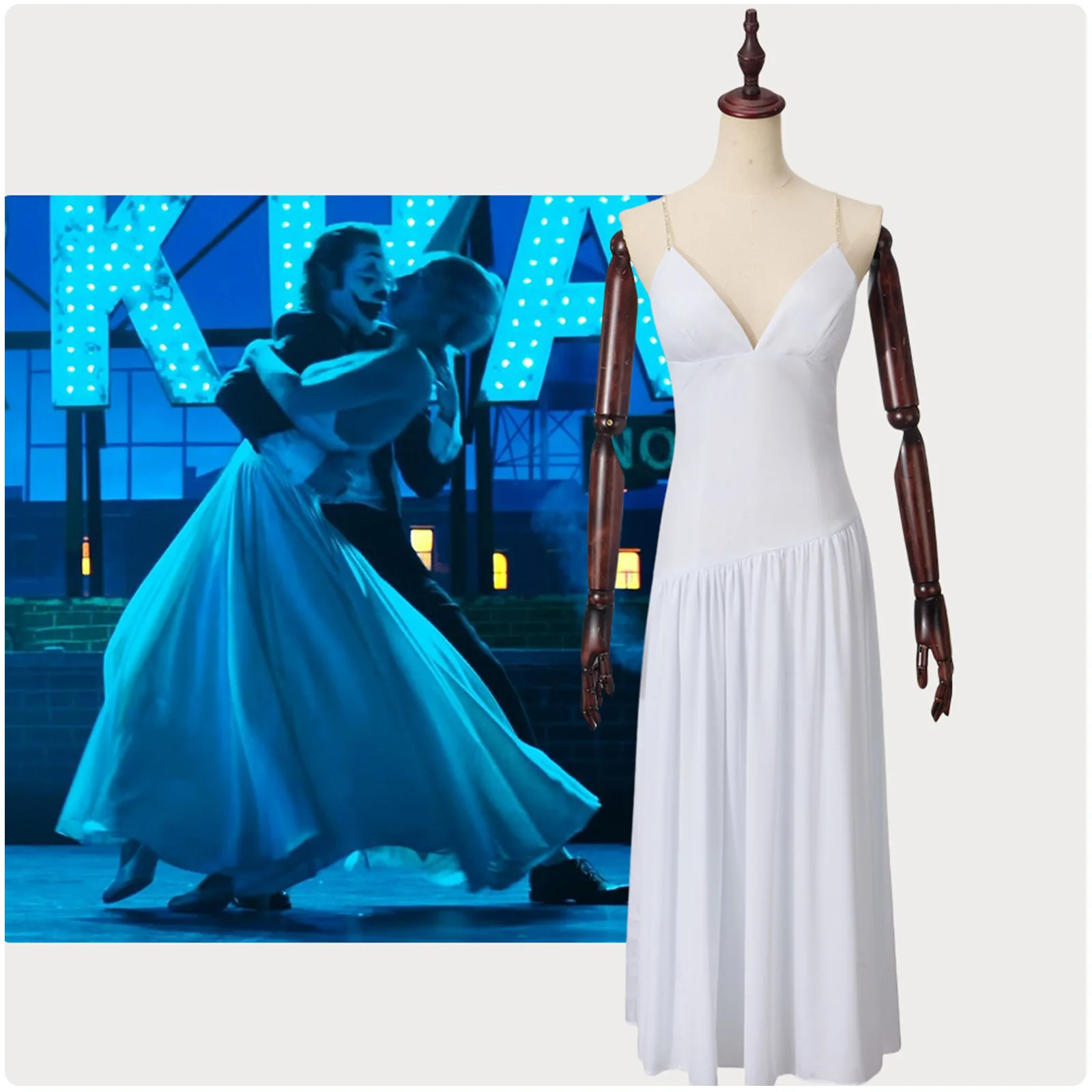 

Joker 2 Gaga Clown Cosplay Costume Bride Wedding Dress White Prom Gown Women Girls Sexy Ball Gown Slip Dress Halloween Outfits