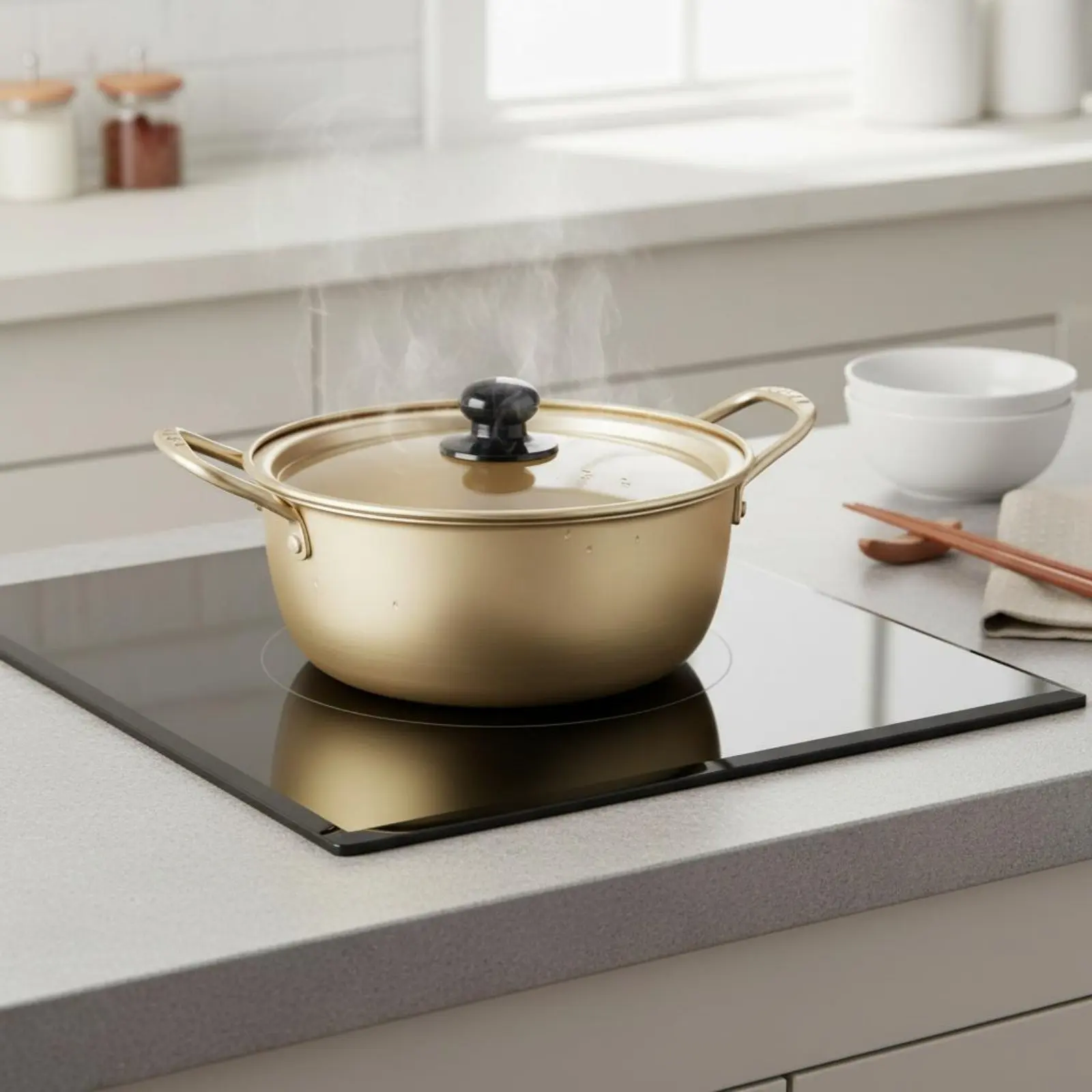 Korean Ramen Pot Versatile Instant Pasta Pot Double Handle Stockpot Easy to Clean Cookware for Dorm Room - view 2
