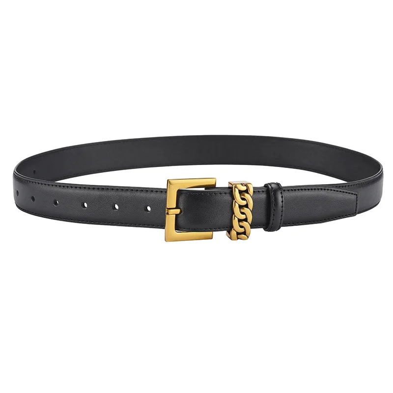 Factory Direct Belt for Women High-end Soft Fashion Versatile Genuine Leather Pin Buckle Belt Decorative Jeans Belt for Women