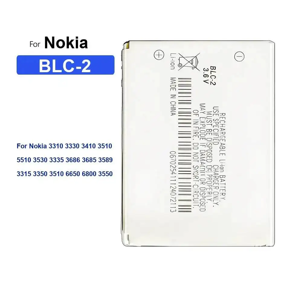 

Battery BL-4C BL-5C/5B/5F BL-6P/6Q/6F BL-5CA BL-4U/4J BP-4L LC-620 BLC-2 BLB-2 For Nokia 1112 1202 5208 3510 3610 N96 E72 X2-01