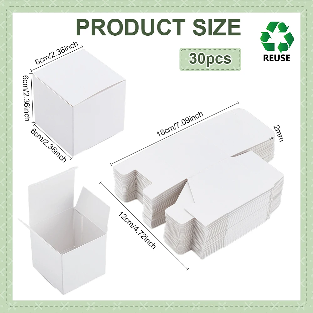 30pcs White Gift Small Paper Mini Cardboard with Lid Favor Treat Kraft Gift Wrap Boxes