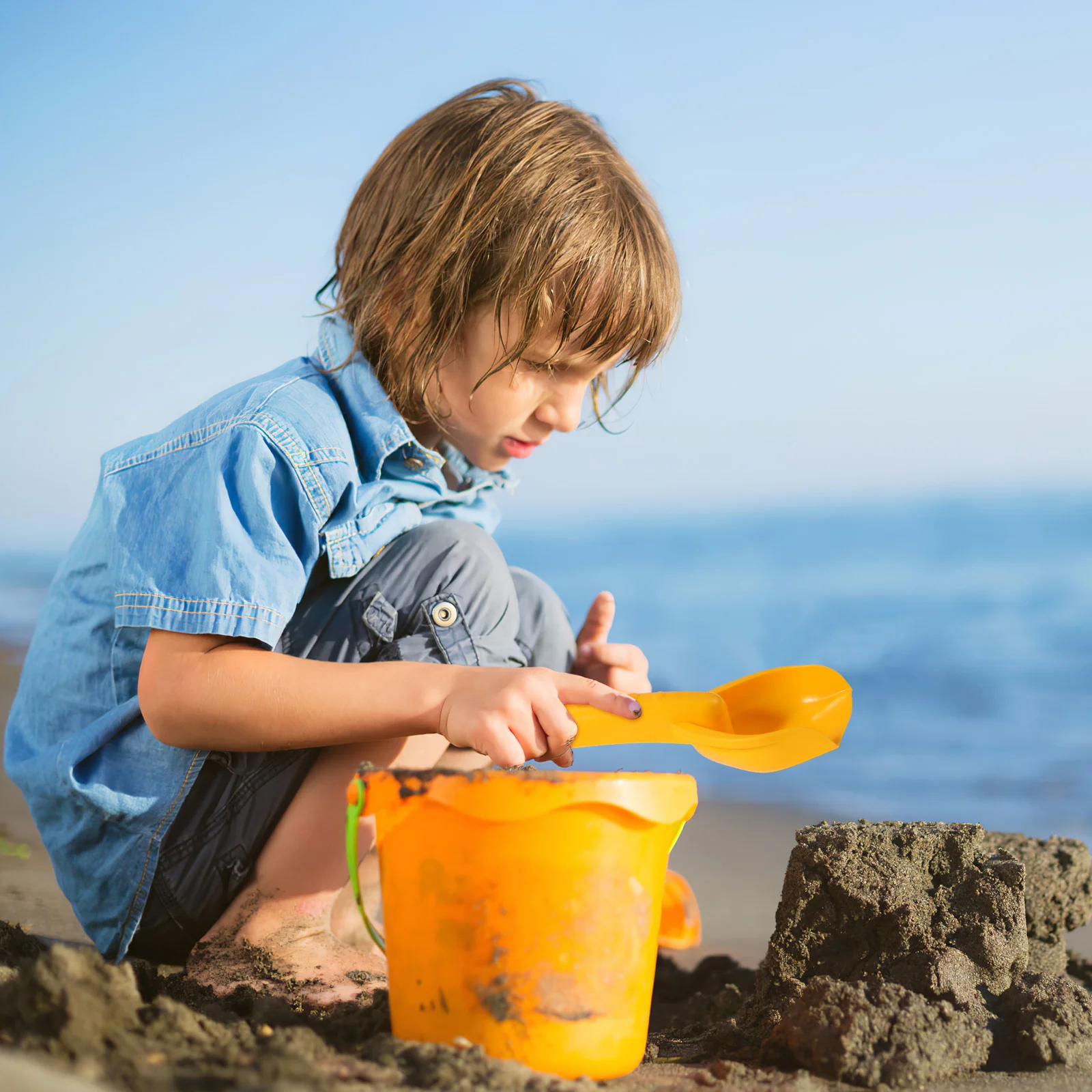 8 pçs pás brinquedo de praia fora crianças brinquedos ao ar livre areia verão colheres plástico amarelo criança