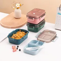 Portable Double Layer Lunch Box with Tableware for Office Workers Students Microwave Oven Bento Box Leakproof Food Container