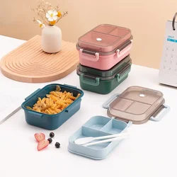 Portable Double Layer Lunch Box with Tableware for Office Workers Students Microwave Oven Bento Box Leakproof Food Container