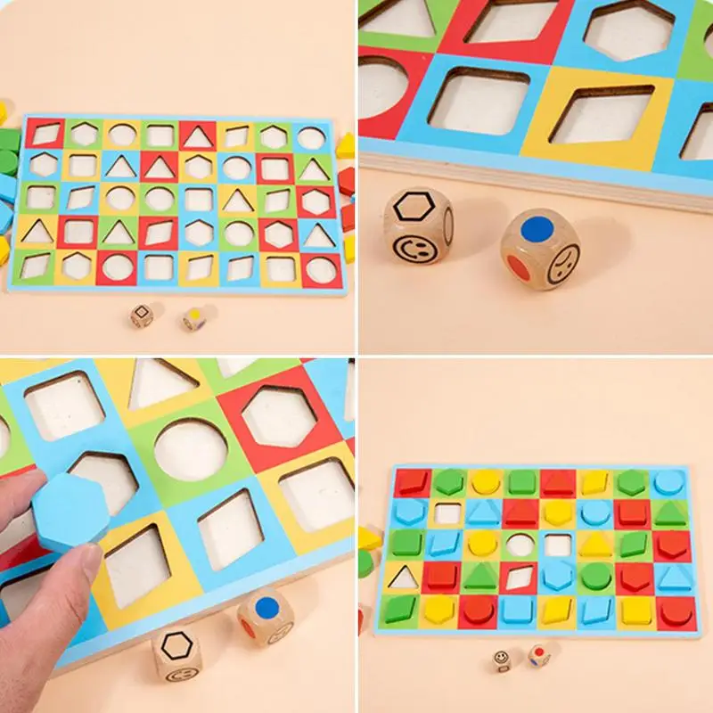 

Shape Matching Game Montessori Geometric Matching Blocks Shape Sorter Preschool Learning Toys Color Stacker Educational Fun For