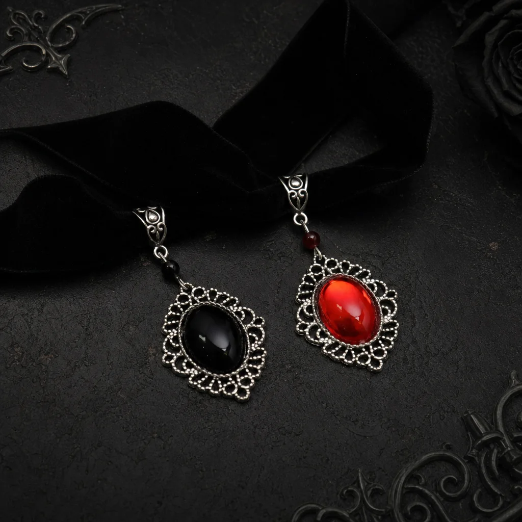 Gothic Black Velvet Choker Necklace Neck Collar Retro Victorian Dark Jewelry for Women Halloween Party