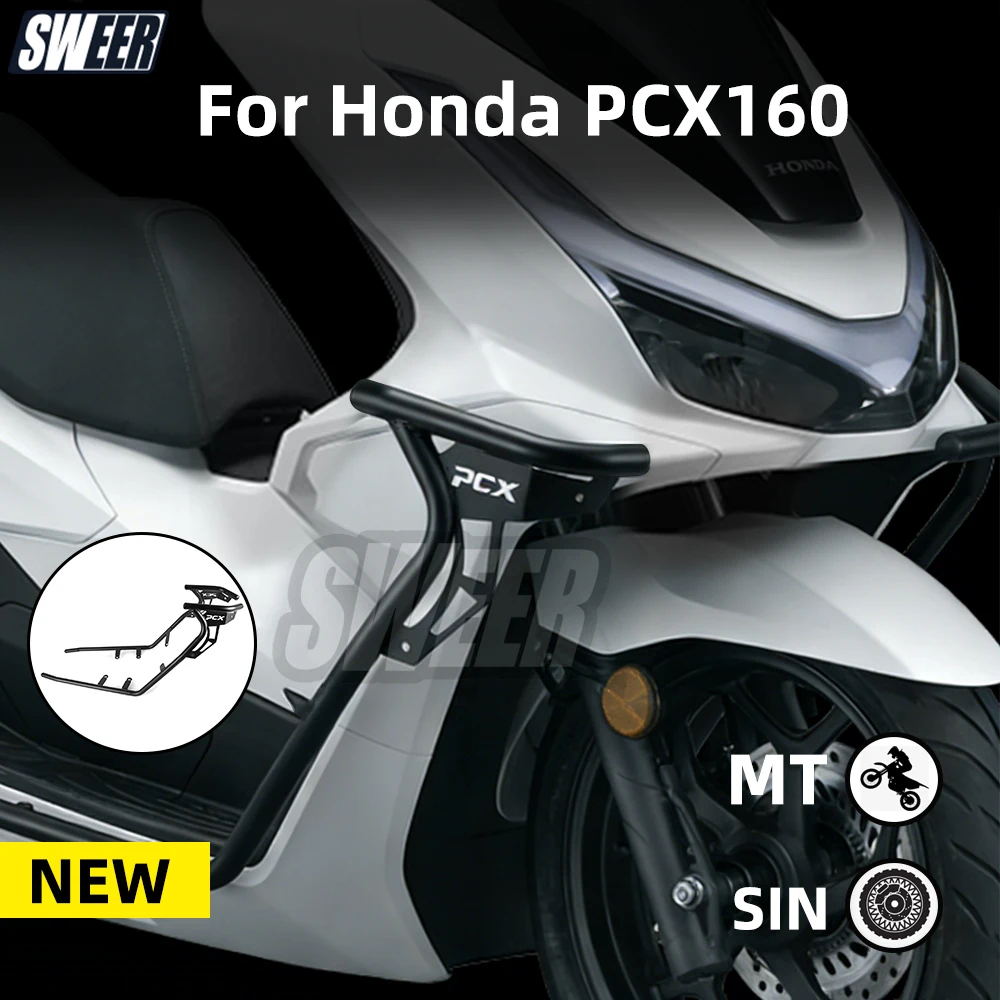 

Motorcycle Crash Bar Engine Guard Bumper Compatible With Fit For Honda PCX160 Carbon Steel Bumper anti-collision bumper