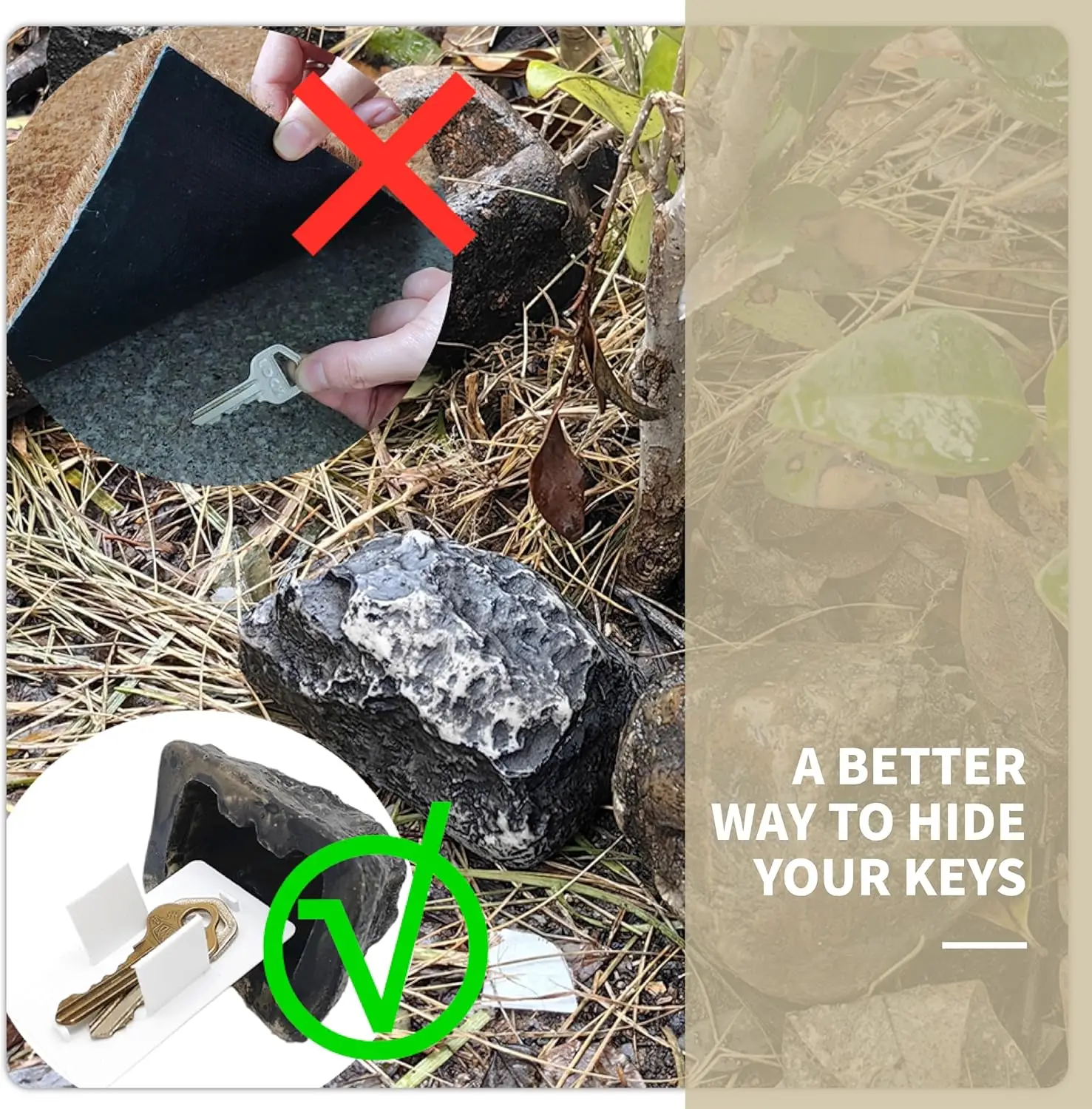 1pcs Stone Key Safe, Stone Safe Door Key Safe, Outdoor Courtyard Hidden Door Key Box Simulation Small Stone Ornaments