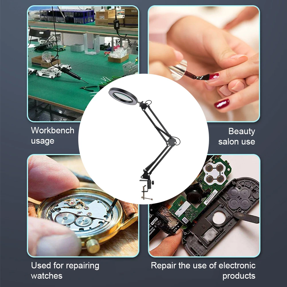 

10X Beauty Magnifying Lamp with Light Stand Illuminated Magnifier Light 3 Color Modes for Crafts Repair Works