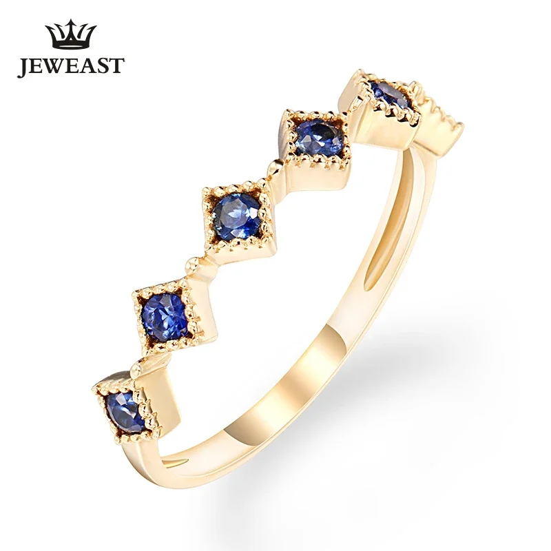 

Natural sapphire 18K Pure Gold 2025 New Hot Selling Top Ring Women Heart Shape Ring For Ladies Woman Genuine Jewelry