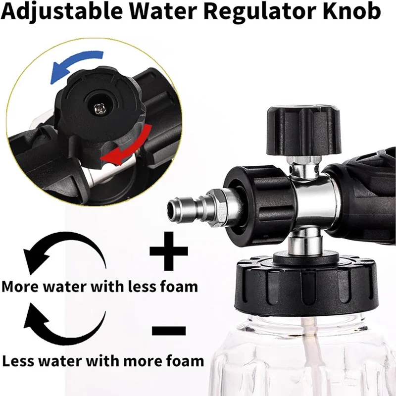 Pressure Washer Double Connector Pressure Sprayer Foam Cannon Snow Foam 5Nozzle Tips 1000ml Soap Bottle Car Washer Accessories