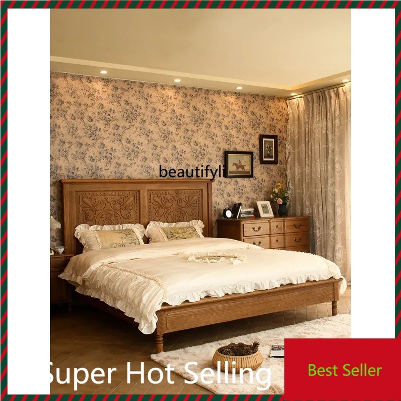 

QQ132 American Country Bedroom Double Bed Imported Single Bed Master Bedroom Secondary Bedroom Marriage Bed