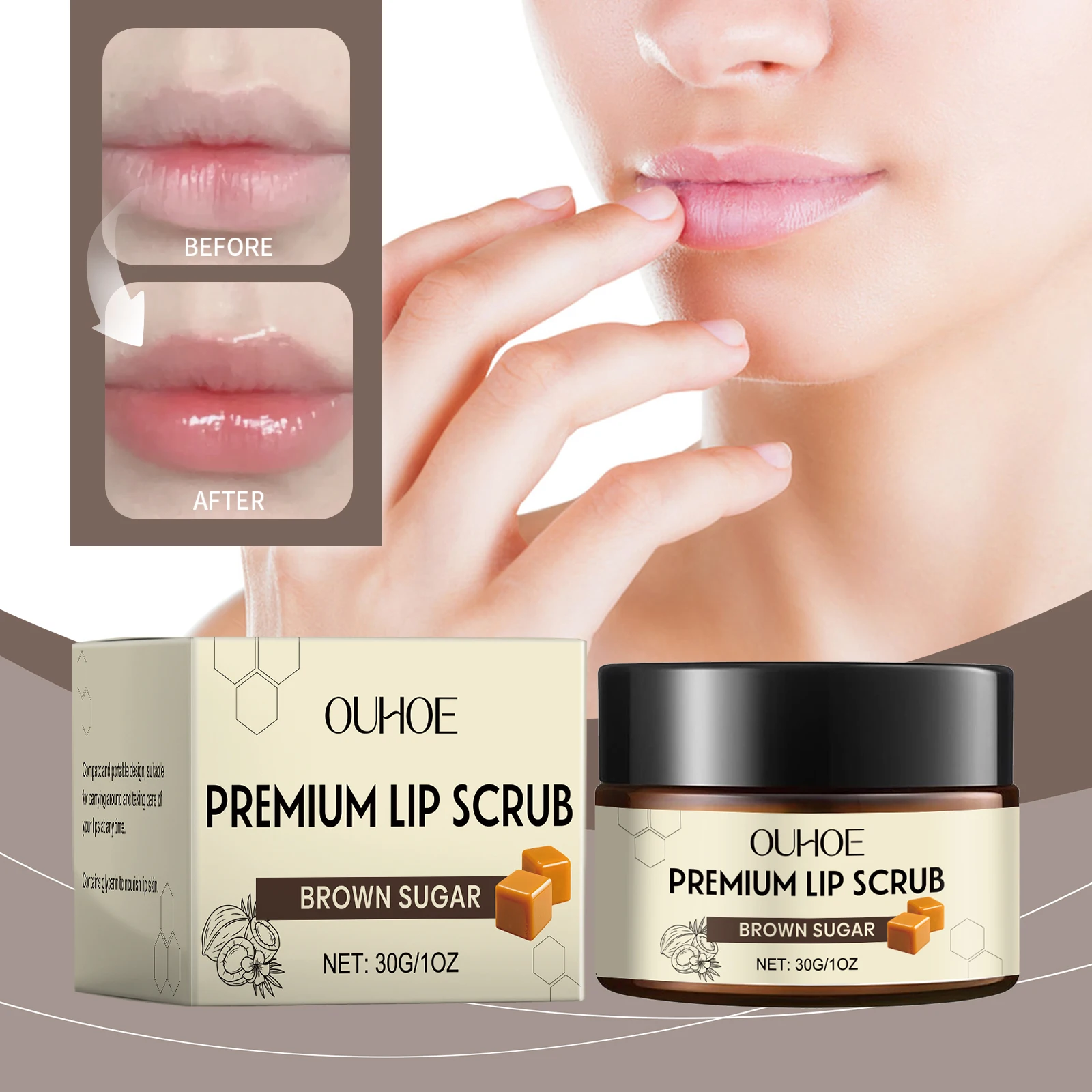 Brown Sugar Lip Scrub – Exfoliating & Moisturizing for Soft, Smooth Lips – Sweet Vanilla Scent, Vegan & Cruelty-Free (30g/1oz)"