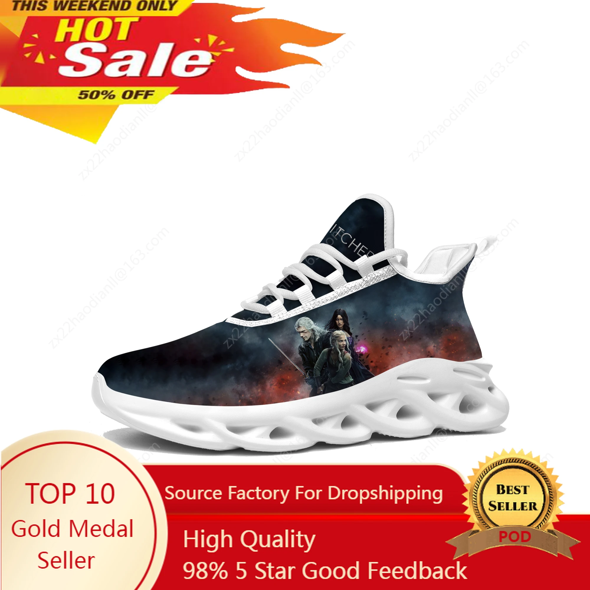 

The-Witcher Flats Sneakers Mens Womens Sports Running Shoes High Quality Symbol Wolf Sneaker Lace Up Mesh Footwear custom Shoe