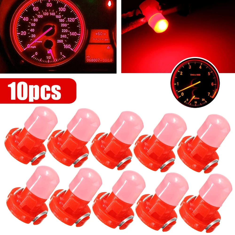 10Pcs T3 Red Car Dashboard Indicator Lights Led 1 SMD Instrument Panel Bulb Neo Wedge DC 12V Automobiles Interior Dash Lamps