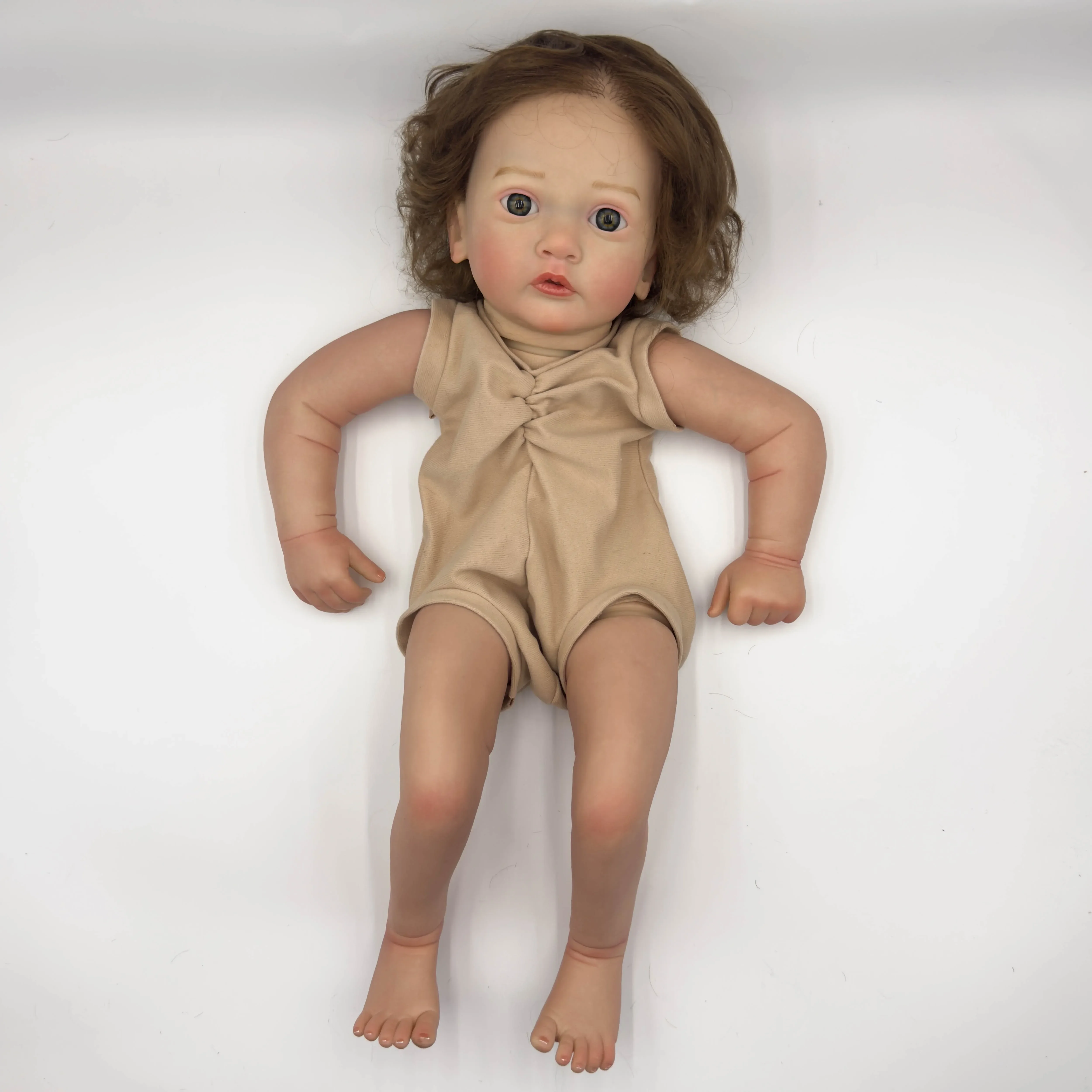 

NPK 24inch Ayana Lifelike Unfinished Reborn Doll kit painted Doll kit Doll parts with Curly Brown hair