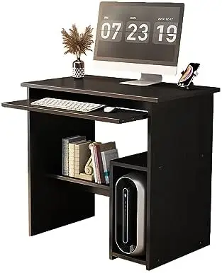 

Desktop Computer Desk, Laptop Study Table Office Desk with Drawer Shelves Keyboard Tray, Small Student Desks Gaming Computer De