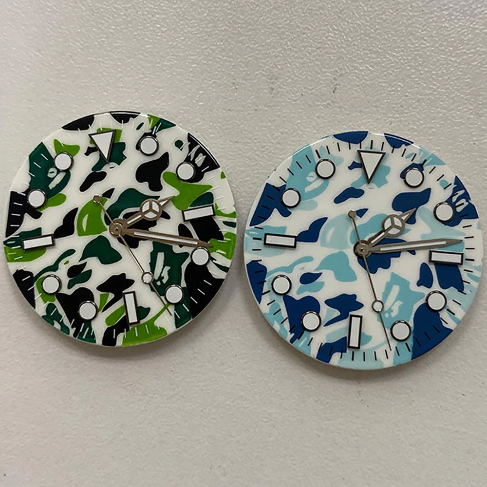 

NH35 Dial 29mm Camouflage Watch Dial + Hands for NH35 NH36/8215 8200 821A Movements Luminous Dial for Mingzhu 2813 Watch Face