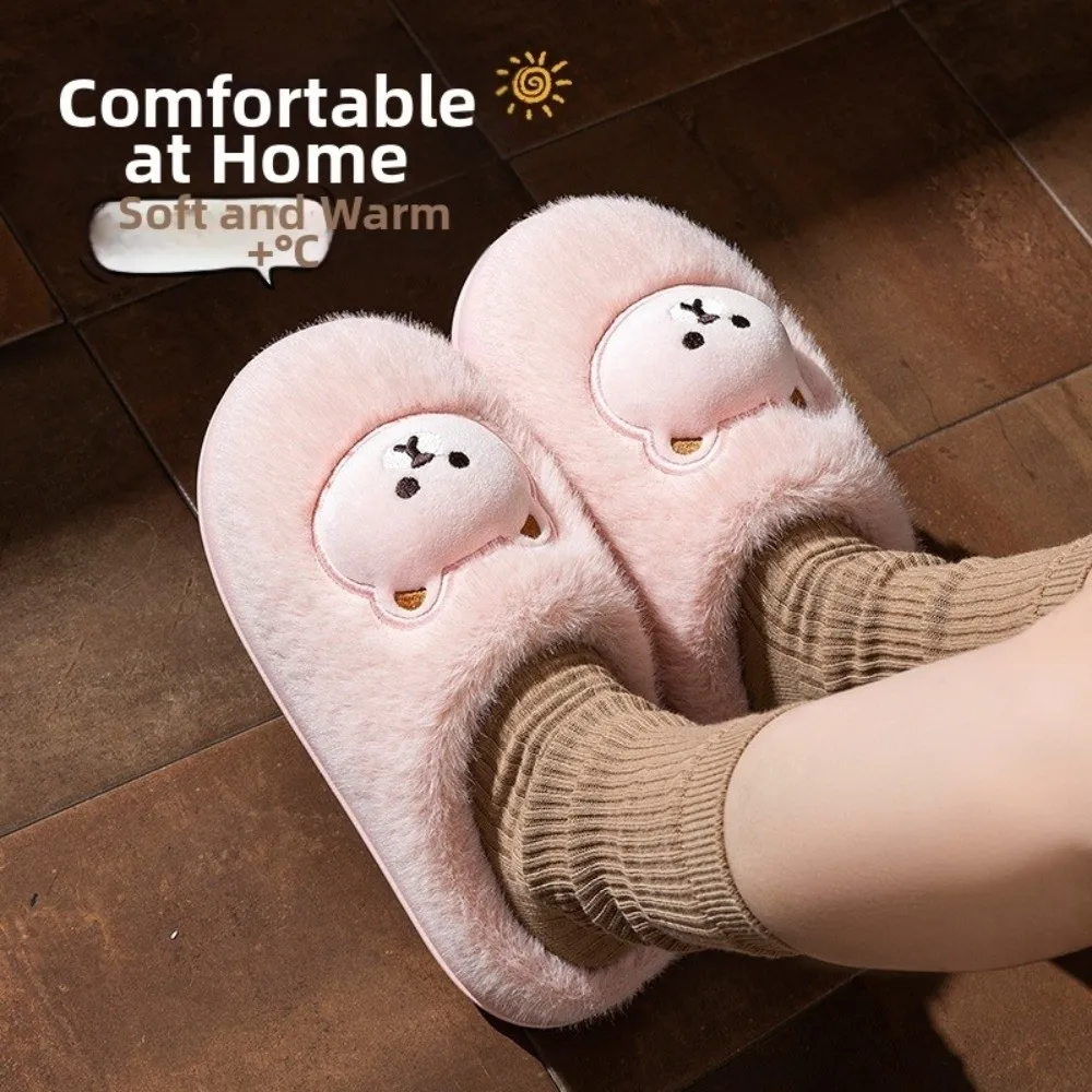 Cartoon Plush Sheep Slippers Fluffy Texture Non-Slip Sole Autumn Winter Slippers Cotton Sandals Lovely Women Men Slipper Bedroom