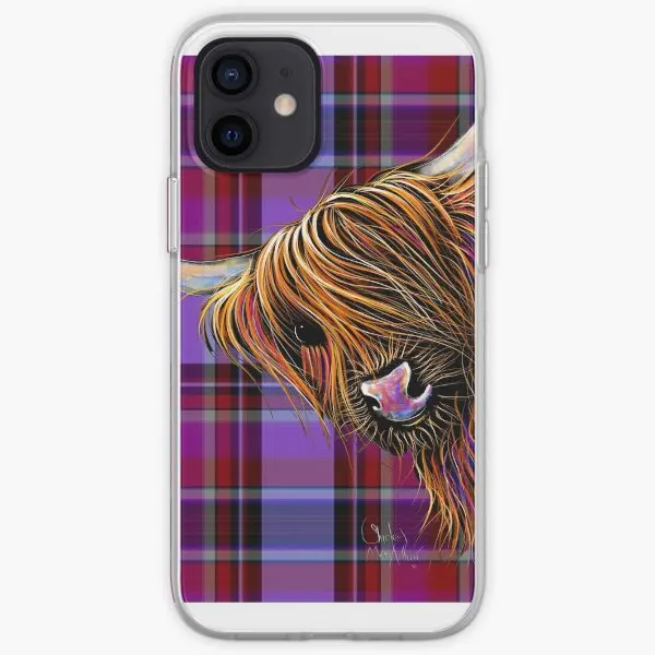 Scottish Highland Cow Tartan Noodles P  Phone Case Customizable for iPhone 6 6S 7 8 Plus 11 12 13 14 Pro Max Mini X XS XR Max