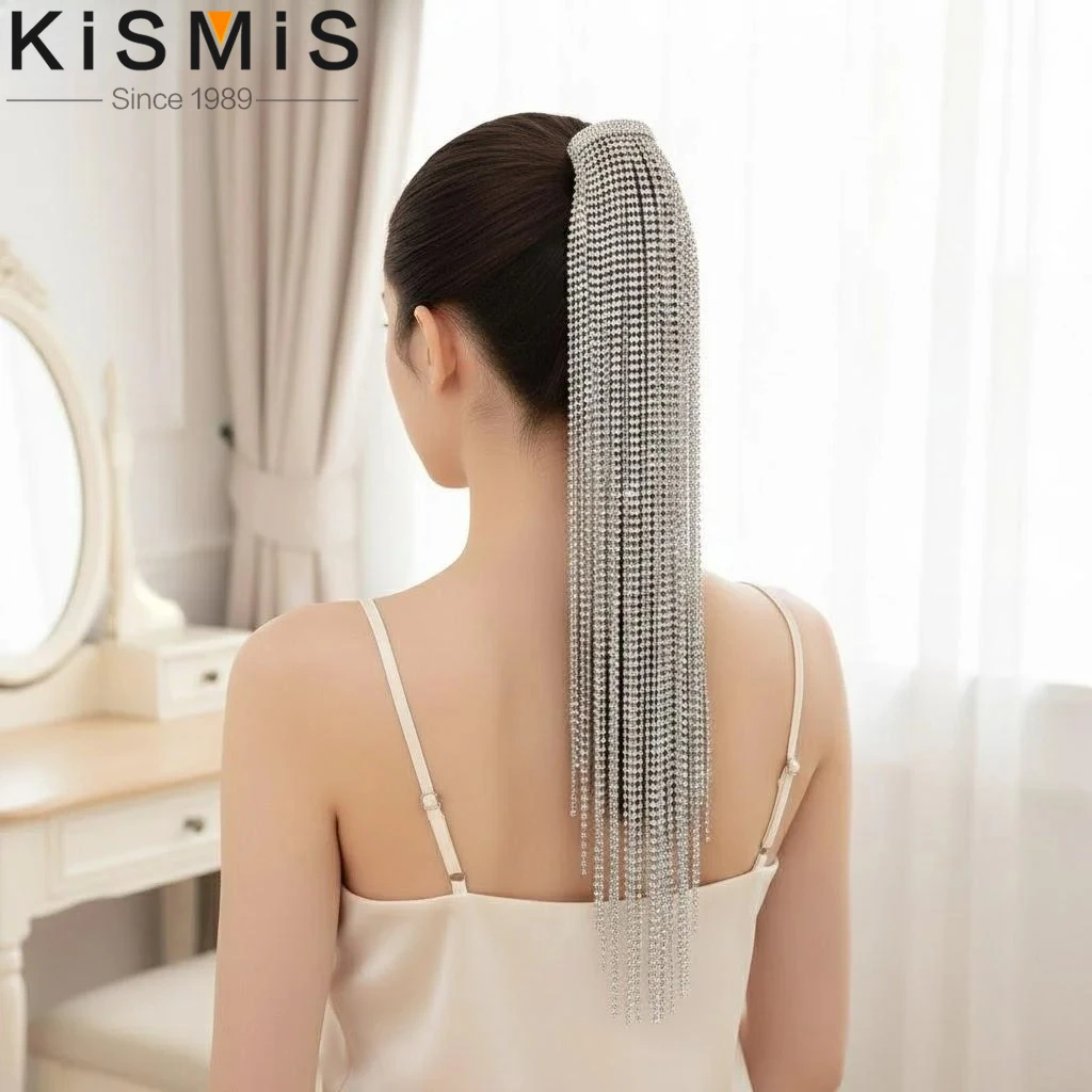 

Длинная заколка-цепочка для волос с бахромой, держатель для хвоста, сверкающая тиара с бриллиантами, аксессуар для волос для женщин и девушек, экстравагантный дизайн