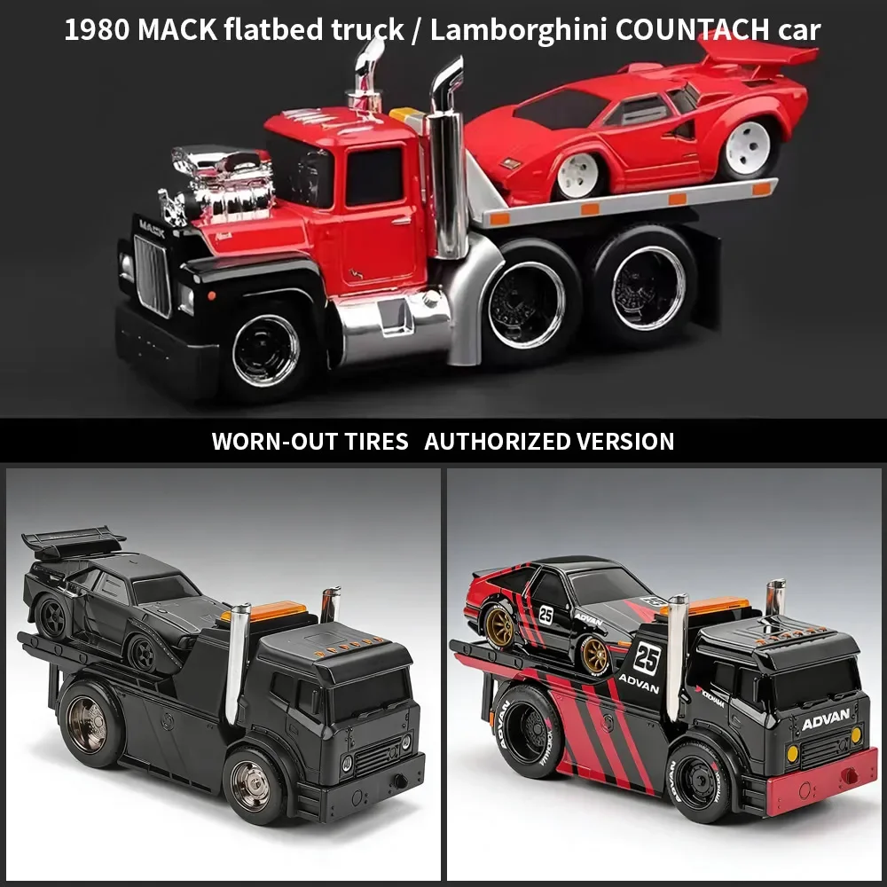Maisto 1:64 Diecast Car Model JDM Flatbed Trailer With Toyota AE86 Alloy Toy Vehicle Collection Gift