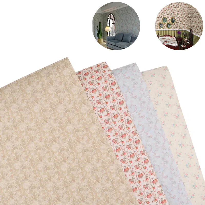 

1 Meter 1/12 Dollhouse Printed Wall Paper Floor Covering Doll Home Background Sticker Decor Micro Scene Construction Props