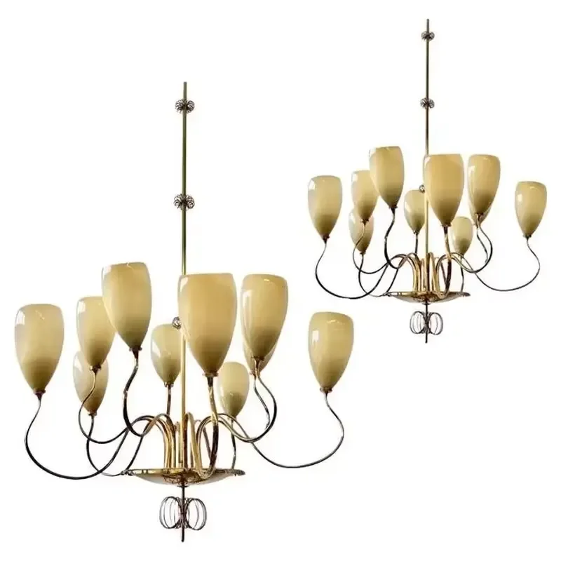Hot Sale Modern 8 Bulb Pendant Lightings Small Size Glass Brass Bronze Hanging Lamps for Home Hotel Chandeliers Pendant