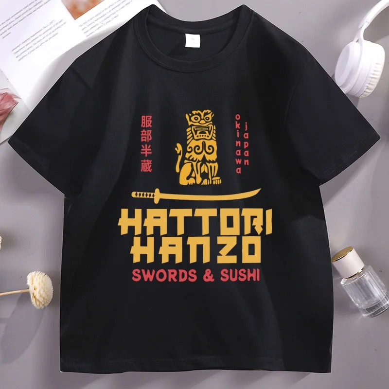 Camiseta Hattori Hanzo para hombre y mujer, camiseta con espadas de samurái japonesas, camisetas informales de manga corta con cuello redondo y estampado, ropa de calle