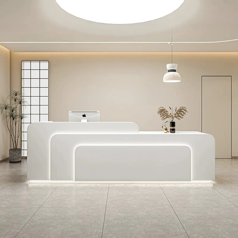 Nordic Cream Style Beauty Salon Reception Desk Modern Design Clothing Store Company Front Desk Office Furniture Balcao FYRD