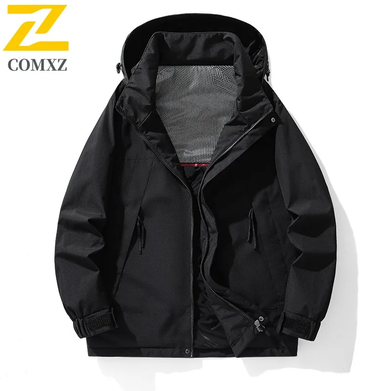 COMXZ Men lightweight Windbreaker Cotton Coat Spring Autumn Winter Couple Loose Hooded outdoor Jacket Windproof Waterproof 2025