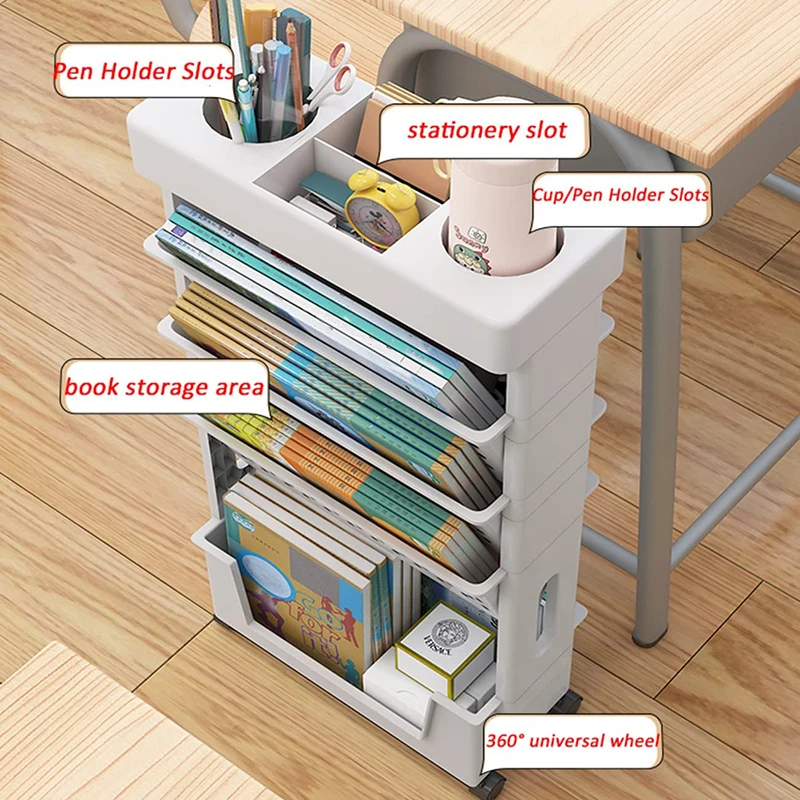 Multi Functional Mobile Rotating Bookshelf For Children\'s Books Toys Picture Books Storage Shelves Household Bookshelves