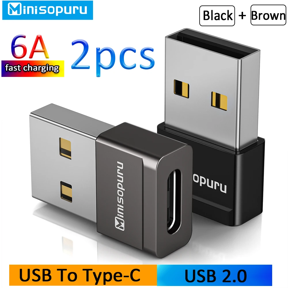 Minisopuru USB to USB C Adapter Type C Female to Male Charger Converter for Laptop iPad Airpods Xiaomi Samsung USB Adaptado