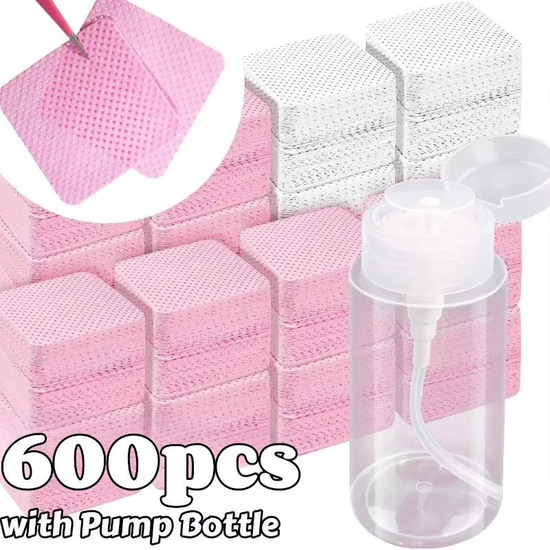 600pcs Lint-Free Nail Wipes Gel Cleansing Tissues Aluminum-Free Nail Polish Remover Pads for NaiArt Beauty Cleaning Care Tool