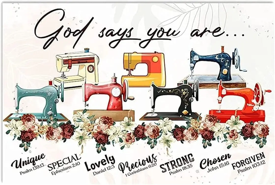 MATou Kitchen Sewing God Says You are Retro Metal Signsvintage Aluminum Sign for Sewing Room Home Coffee Wall Pediments Bathroom