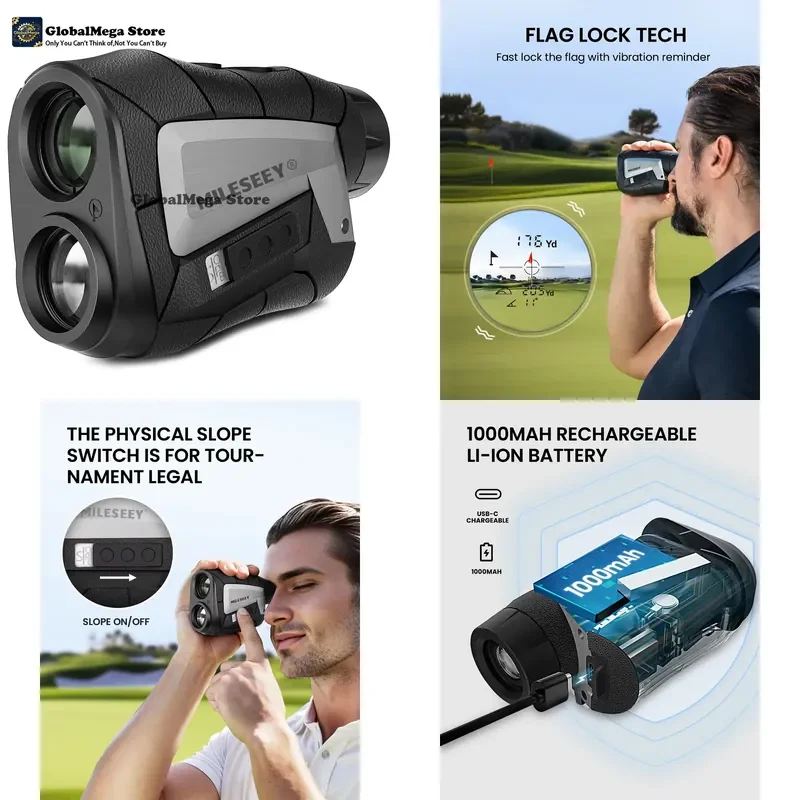 Clear and Fast Focus Golf Rangefinder with Big Volume Rechargeable Battery Mileseey PF2D Golf Rangefinder