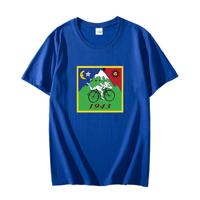 자전거 데이 바이크 여행 1943 Lsd Acid Dr Albert hof mann 코튼 티셔츠, 그래픽 티셔츠 오버사이즈 티셔츠 여름 남성 의류 