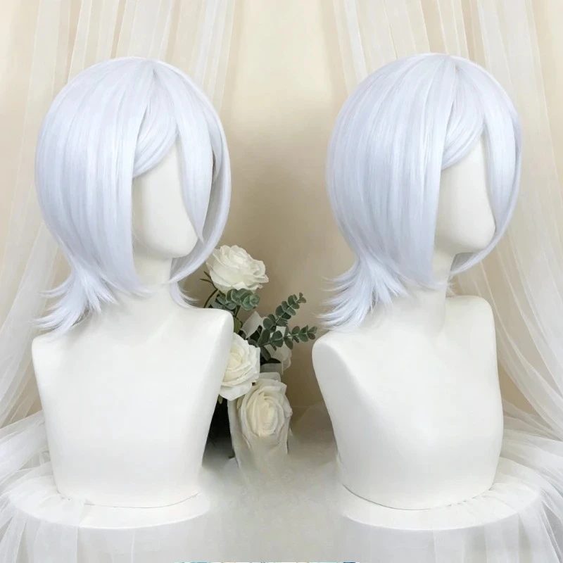 Bleach Kuchiki Rukia Bankai Cosplay Costume Hair Headwear Short Silver White Styled Halloween Party Wig