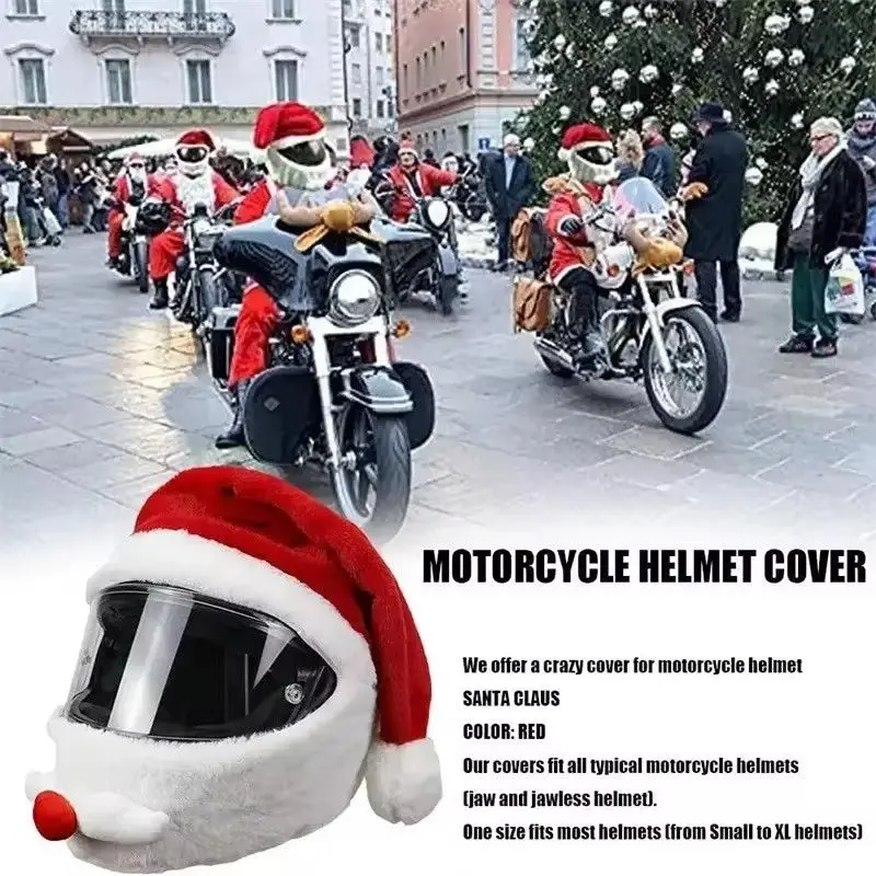 Santa Cycling Helmet Christmas Motorcycle Helmet Cover Full Face Safe Hat Santa Claus Racing Cap Merry Christmas Decoration Gift