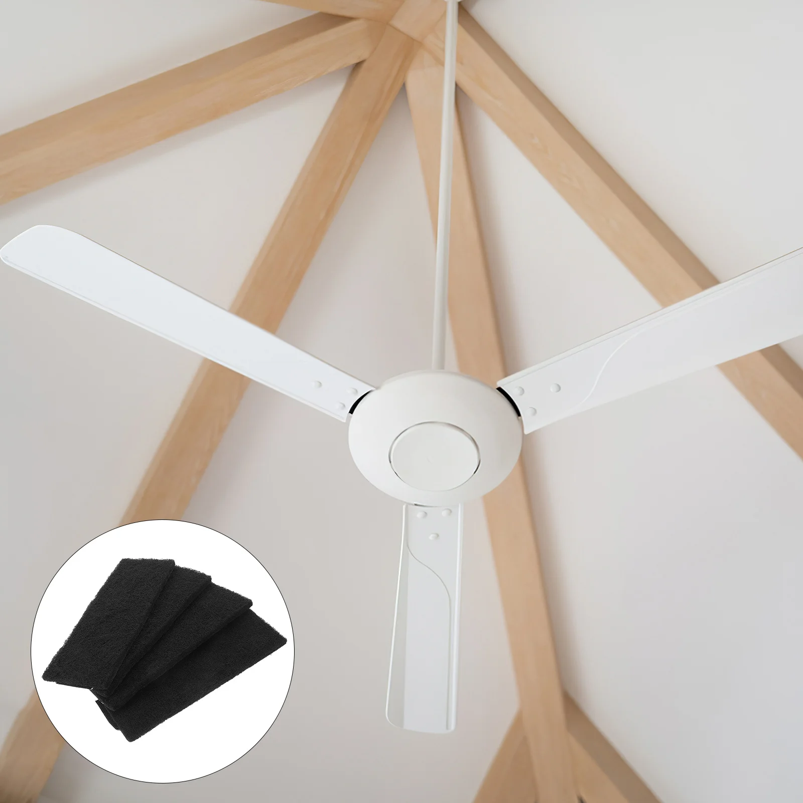 

4Pcs Ceiling Fan Activated Carbon Filters Self-Adhesive Fan Blades Filter Pads Fast Replace Air Purifier Accessories