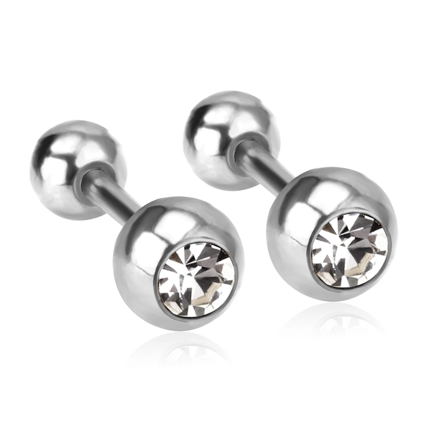 Classic Clearly Cubic Zirconia Stone Earrings for Male Female Stainless Steel 4/5MM Round CZ Piercing Hypoallergenic Ear Jewelry
