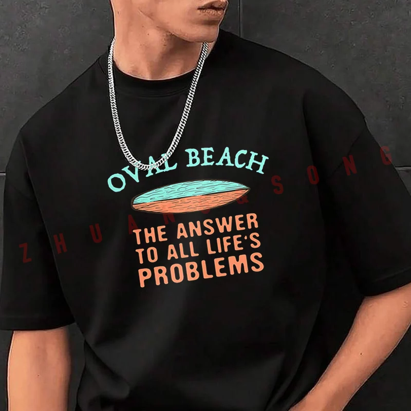 

Новая мужская футболка Oval Beach Answer To All с круглым вырезом, черная, в стиле хип-хоп, повседневная, для мотоциклистов