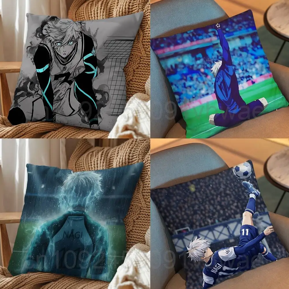 

cool Nagi Seishiro BLUE LOCK Pillow Case Anti-dustmite Pillowcase Invisible zipper silky short plush Sofa cushion cover