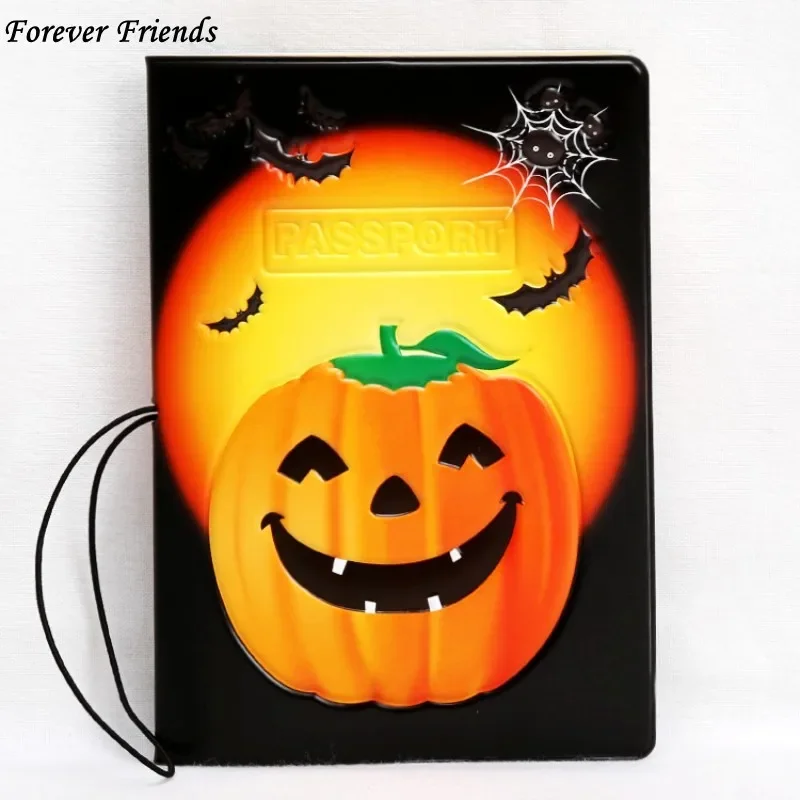 

3D Passport Holder Pu Travel Passport Cover Case,14*9.6cm Card & ID Holders Travel accessories-Halloween pumpkins and ghost