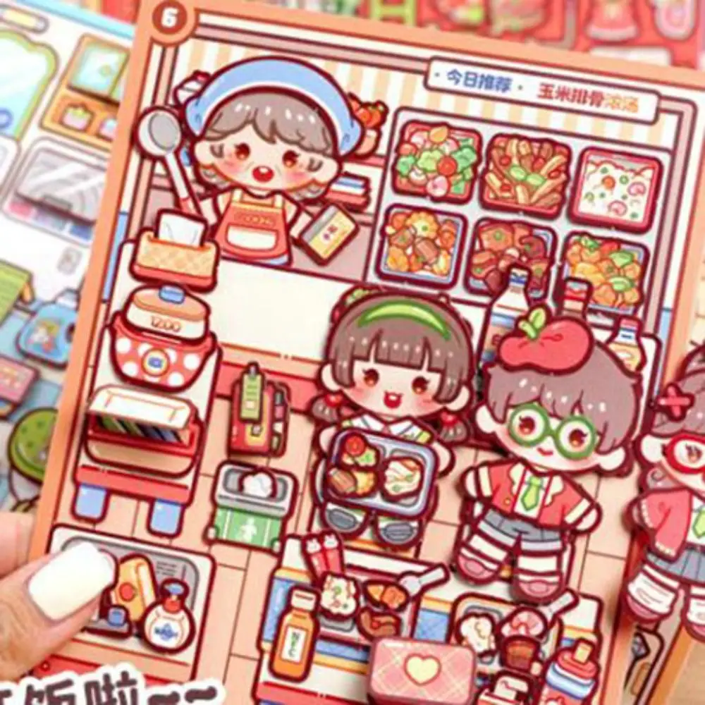 Livros de atividades feitos à mão livro silencioso adesivo anime telado livro ocupado kawaii dos desenhos animados diy cena material adesivo crianças