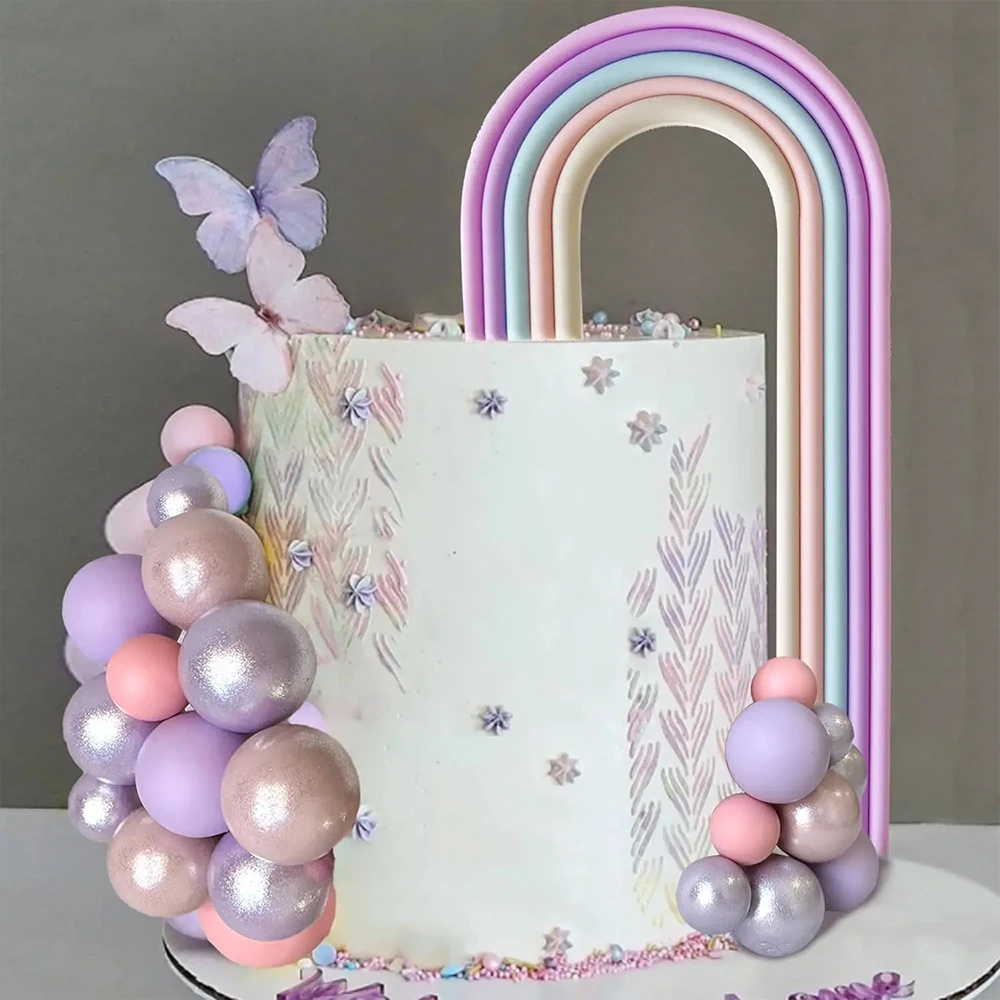 2pcs Boho Rainbow Party Happy Birthday Cake Toppers for Boho Rainbow Birthday Girls Baby Shower Birthday Party Cake Decorations