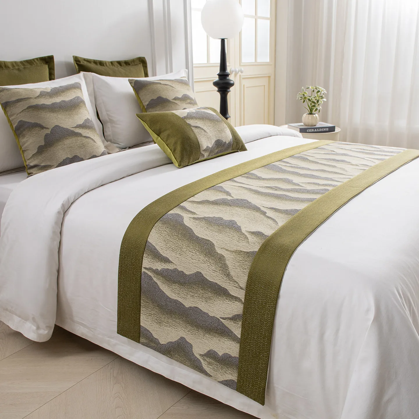 New Chinese-style Bed Flags, Bed End Scarves, Hotel Guesthouse Bedding Decorative Items, Bed Linens, Throw Pillows