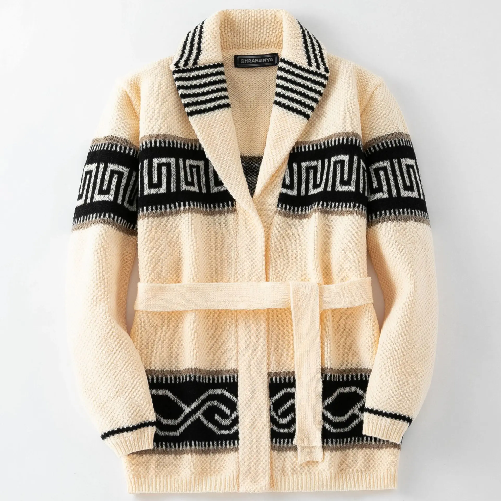 2026 Fall/Winter Best-selling Men's Fashion Jacquard Long-sleeved Thick Coat, Long-sleeved Lapel Cardigan, Sweater, Men's Jacket