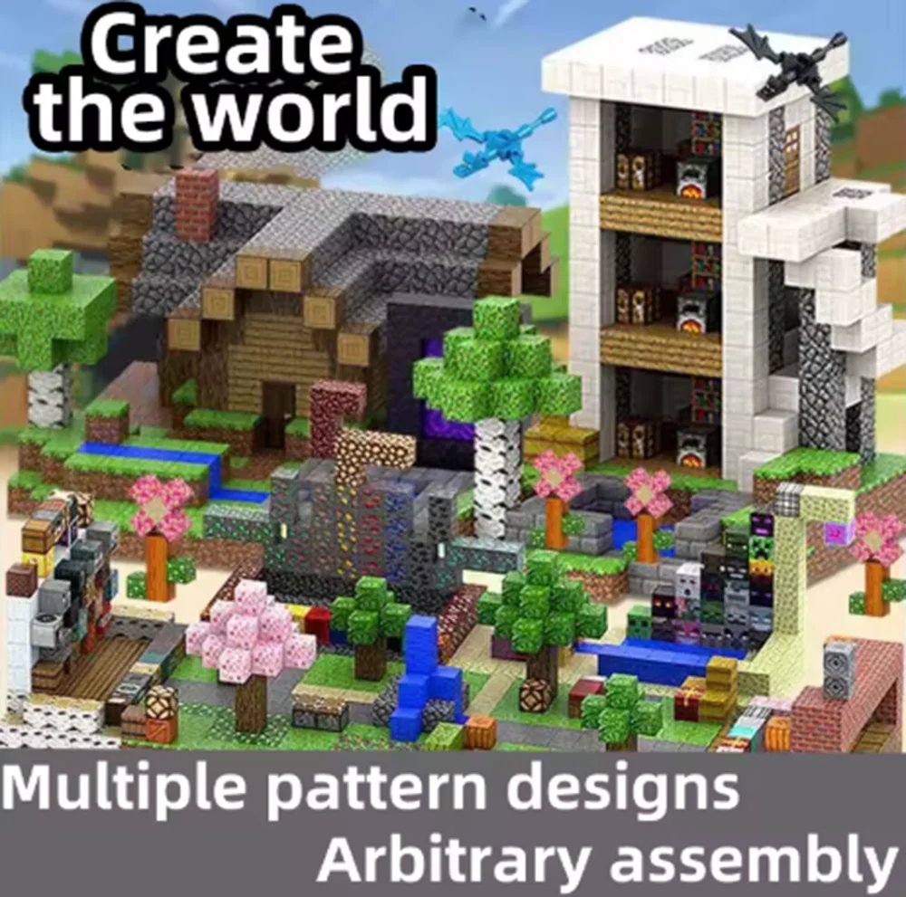 자석 블록 몬테소리 STEM 교육용 감각 장난감 마인 월드 어린이 남아 여아 3세 이상 DIY 자석 큐브 선물